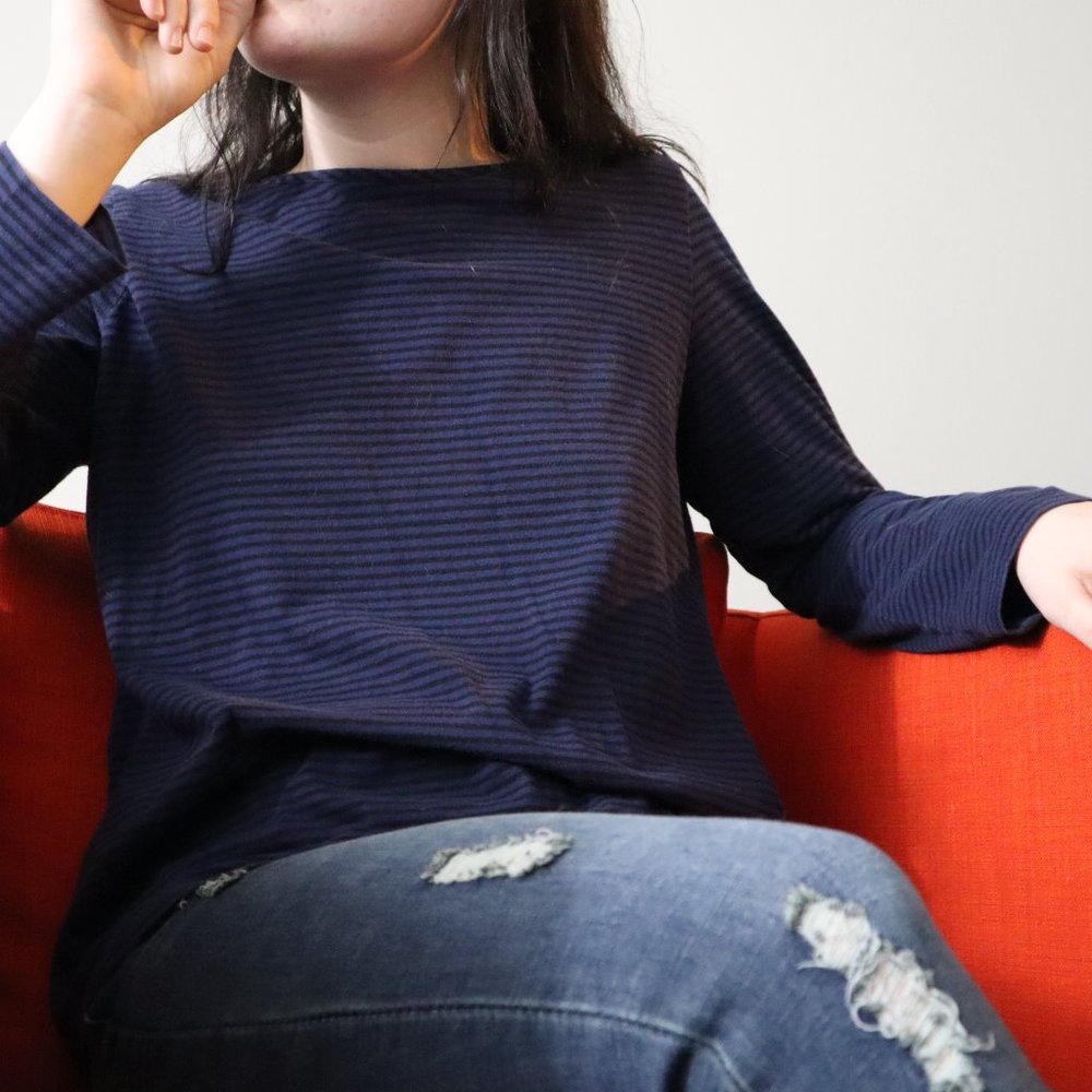blue and black long sleeve
